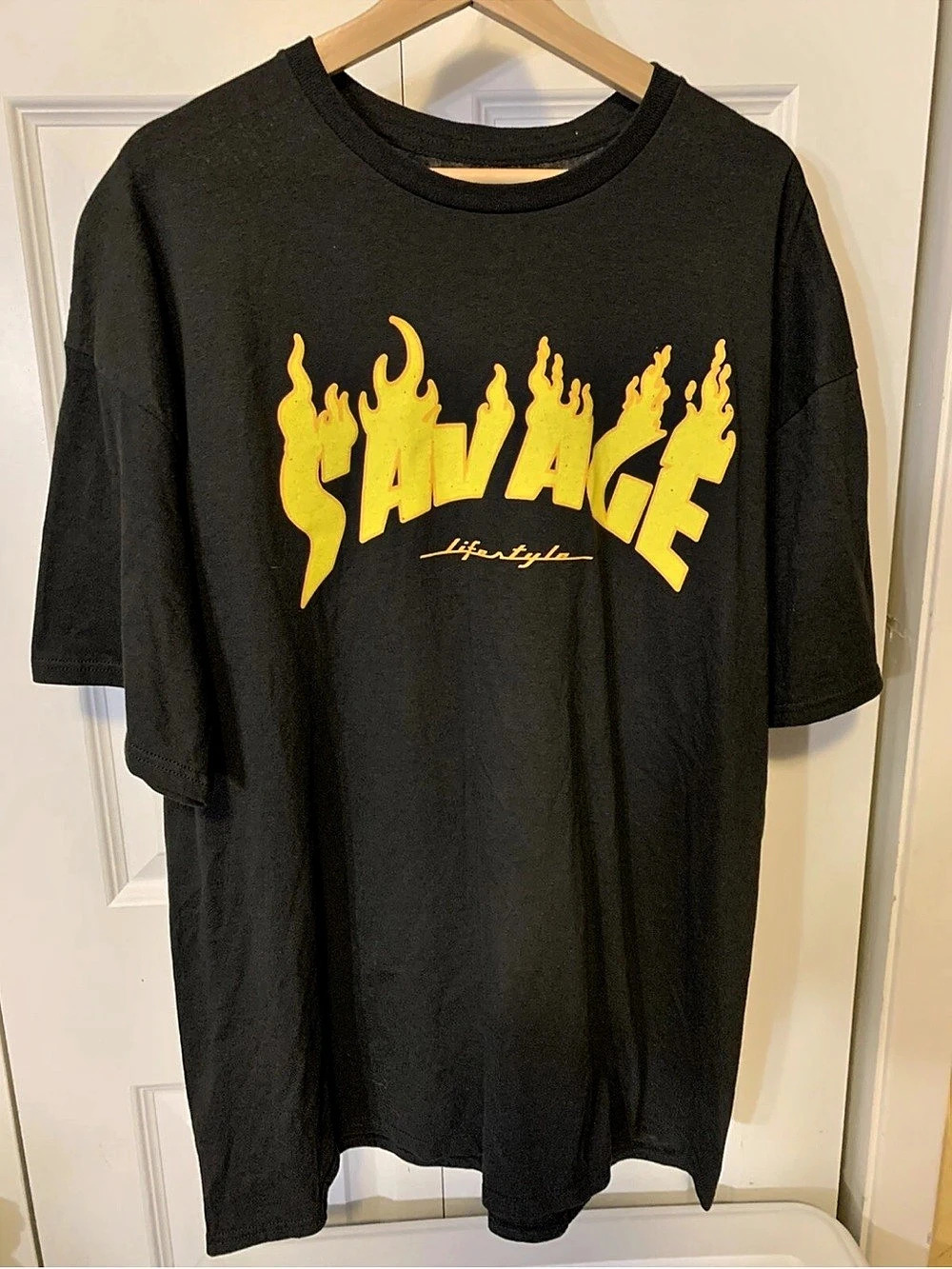 Return To Sender Mens 2XL Black Short Sleeve T-Shirt SAVAGE Lifestyle Flames Tee
